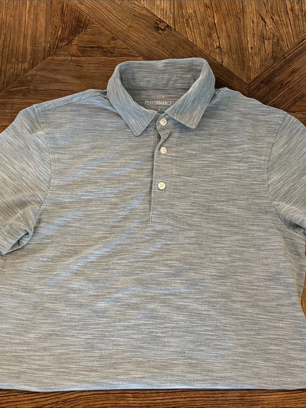 J. Crew Performance Heathered Light Blue/Green Men's Polo